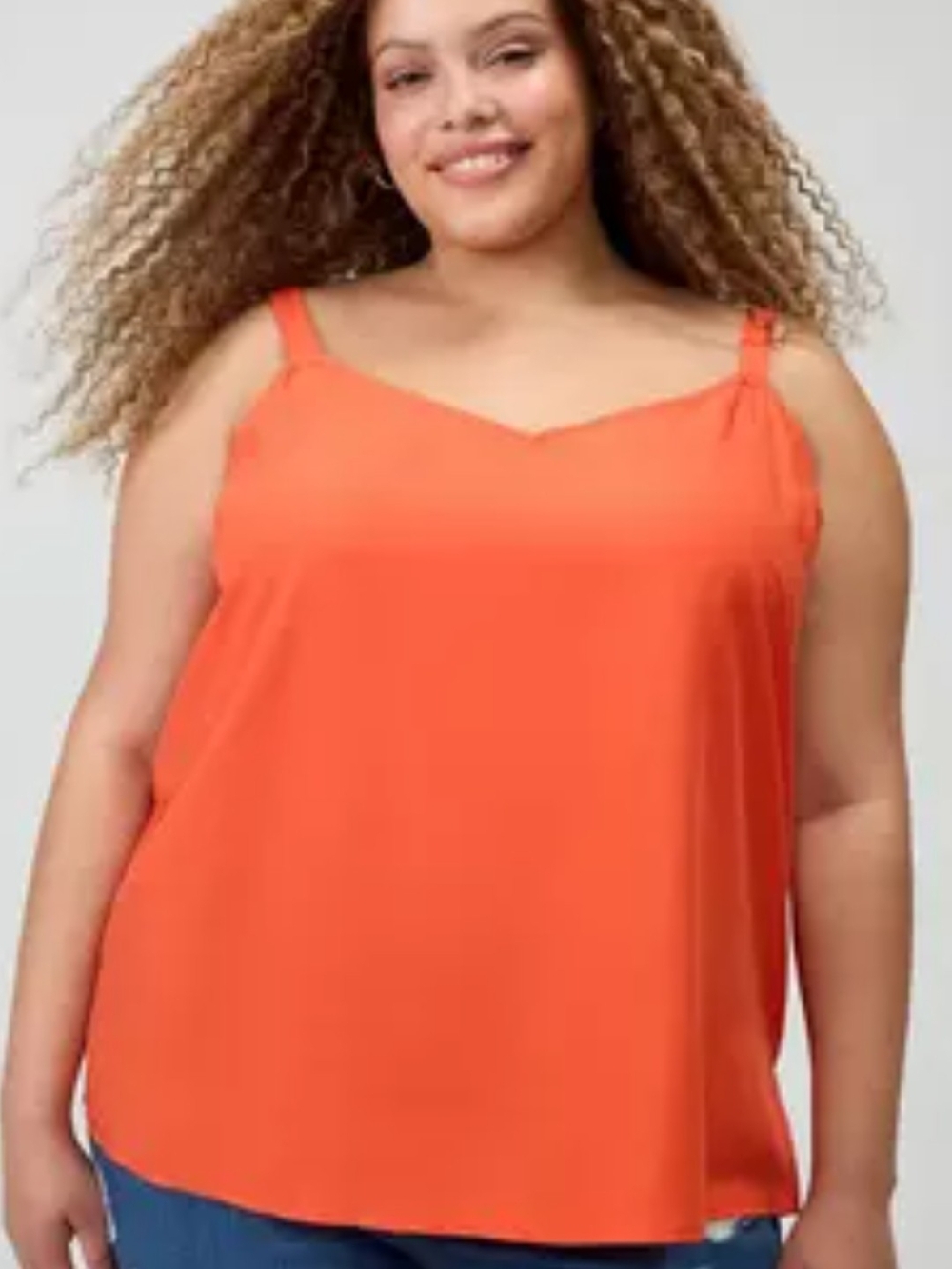 Torrid Size 2 Orange Chiffon Cami Tank Top Plus Size 2X V-Neck Layering Basic
